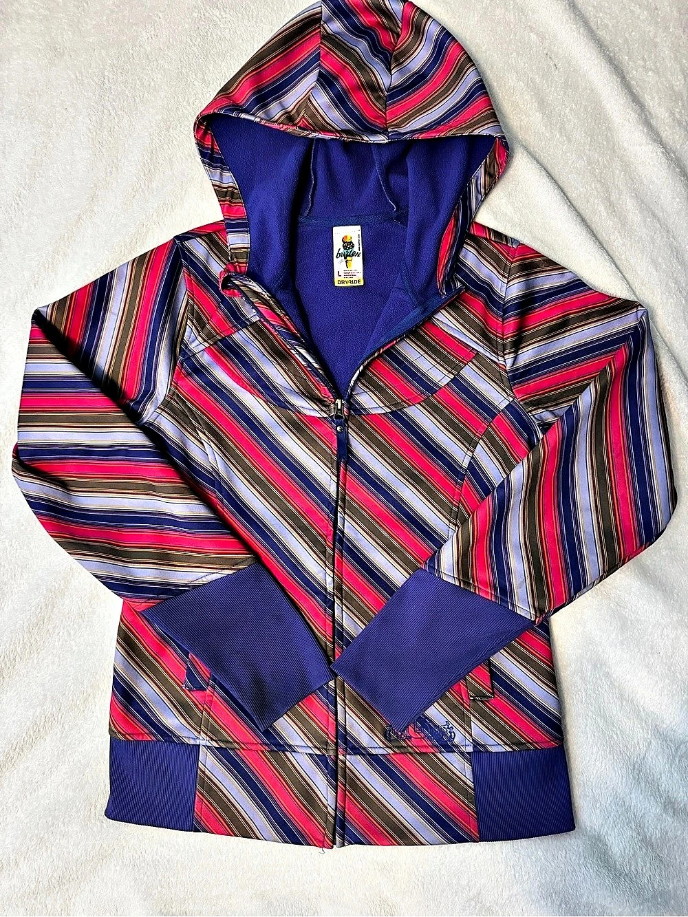 Burton Striped Ski Jacket in Purple & Pink Size Large Like New
